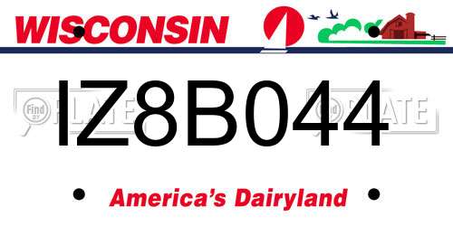 IZ8B044 Wisconsin License Plate