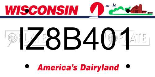 IZ8B401 Wisconsin License Plate