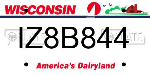 IZ8B844 Wisconsin License Plate