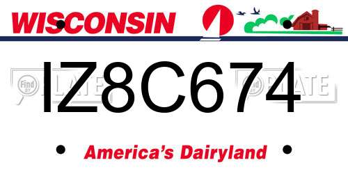 IZ8C674 Wisconsin License Plate