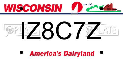 IZ8C7Z Wisconsin License Plate