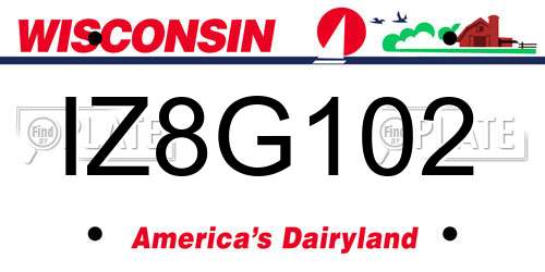 IZ8G102 Wisconsin License Plate