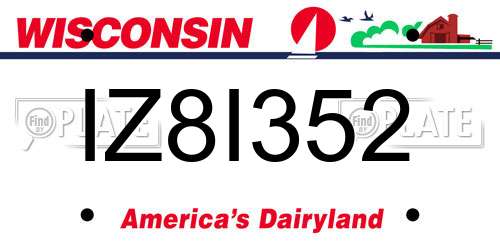 IZ8I352 Wisconsin License Plate