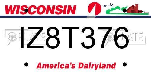 IZ8T376 Wisconsin License Plate