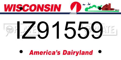 IZ91559 Wisconsin License Plate