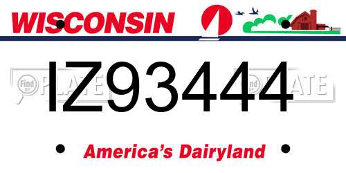 IZ93444 Wisconsin License Plate