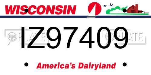 IZ97409 Wisconsin License Plate