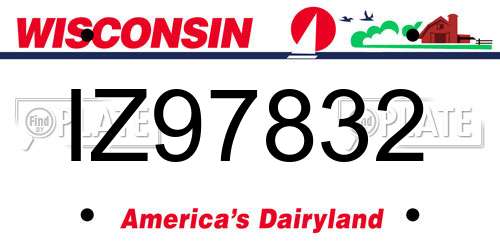 IZ97832 Wisconsin License Plate