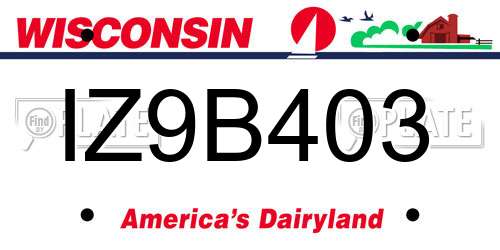 IZ9B403 Wisconsin License Plate