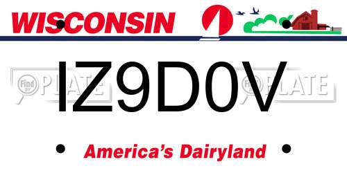 IZ9D0V Wisconsin License Plate