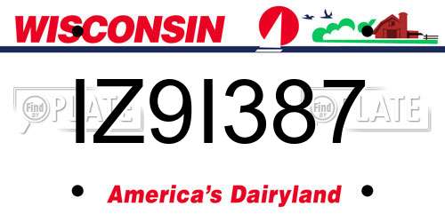 IZ9I387 Wisconsin License Plate