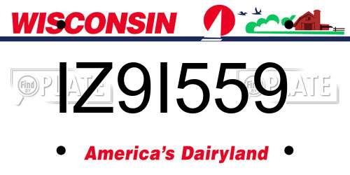 IZ9I559 Wisconsin License Plate