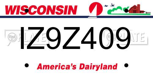 IZ9Z409 Wisconsin License Plate