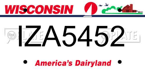 IZA5452 Wisconsin License Plate