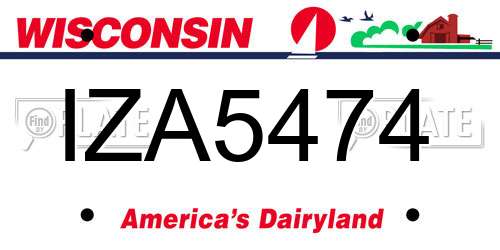 IZA5474 Wisconsin License Plate