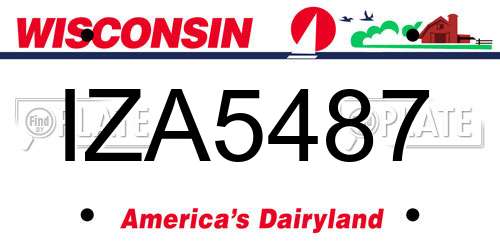 IZA5487 Wisconsin License Plate