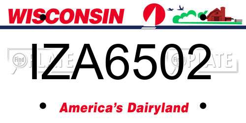 IZA6502 Wisconsin License Plate