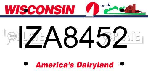 IZA8452 Wisconsin License Plate
