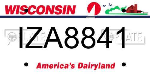 IZA8841 Wisconsin License Plate
