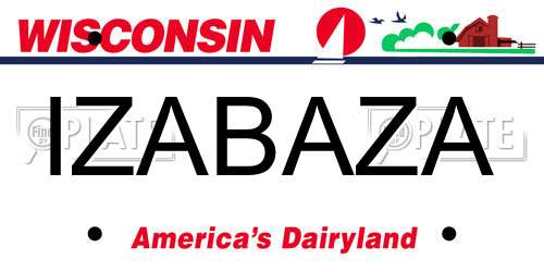 IZABAZA Wisconsin License Plate