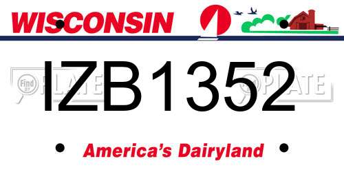 IZB1352 Wisconsin License Plate
