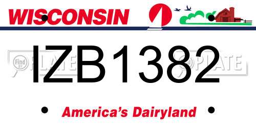 IZB1382 Wisconsin License Plate