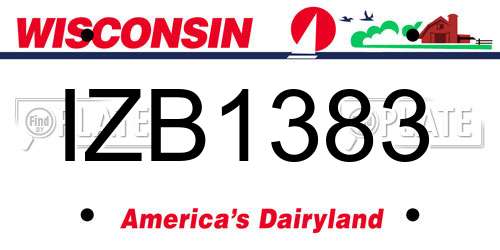 IZB1383 Wisconsin License Plate