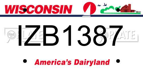 IZB1387 Wisconsin License Plate