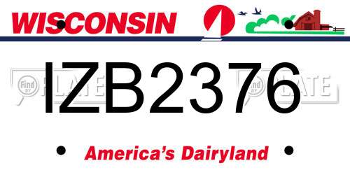 IZB2376 Wisconsin License Plate
