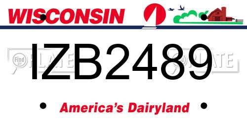 IZB2489 Wisconsin License Plate