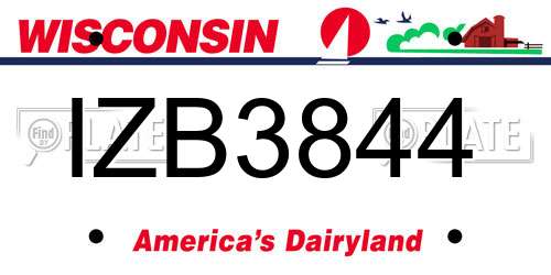 IZB3844 Wisconsin License Plate