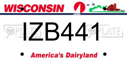 IZB441 Wisconsin License Plate