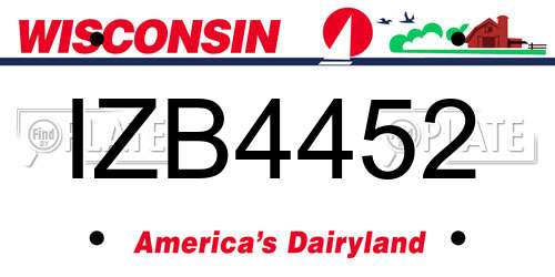IZB4452 Wisconsin License Plate