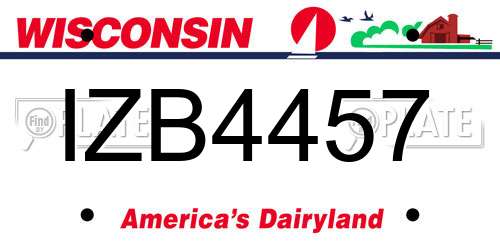 IZB4457 Wisconsin License Plate