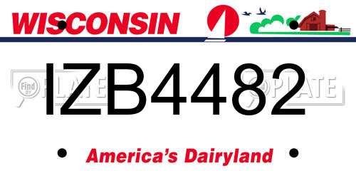 IZB4482 Wisconsin License Plate