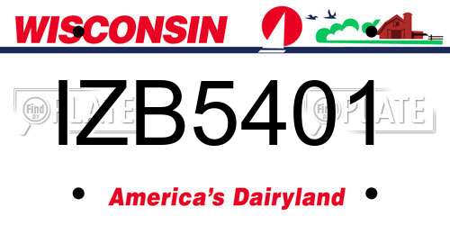 IZB5401 Wisconsin License Plate
