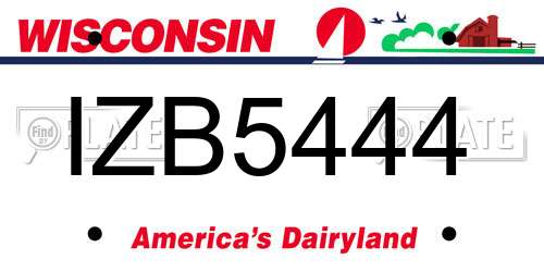 IZB5444 Wisconsin License Plate