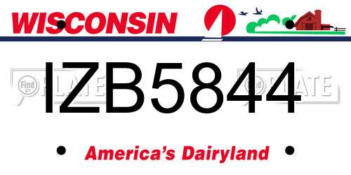 IZB5844 Wisconsin License Plate