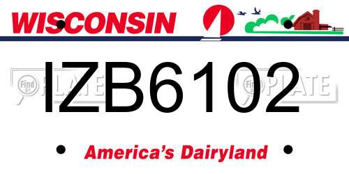 IZB6102 Wisconsin License Plate