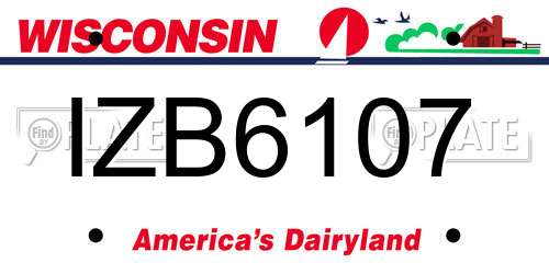 IZB6107 Wisconsin License Plate