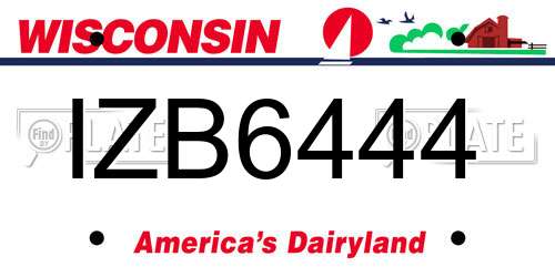 IZB6444 Wisconsin License Plate