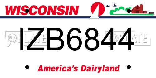 IZB6844 Wisconsin License Plate
