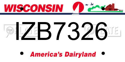 IZB7326 Wisconsin License Plate