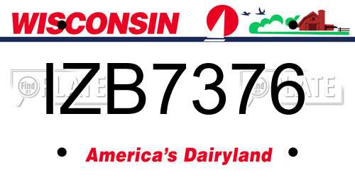 IZB7376 Wisconsin License Plate