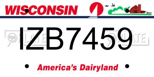 IZB7459 Wisconsin License Plate
