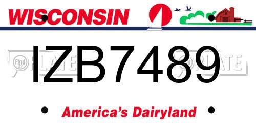 IZB7489 Wisconsin License Plate