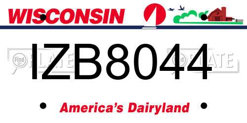 IZB8044 Wisconsin License Plate