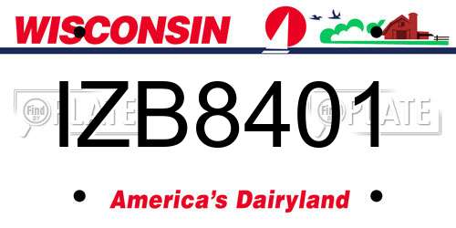 IZB8401 Wisconsin License Plate