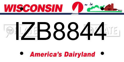 IZB8844 Wisconsin License Plate