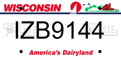 IZB9144 Wisconsin License Plate
